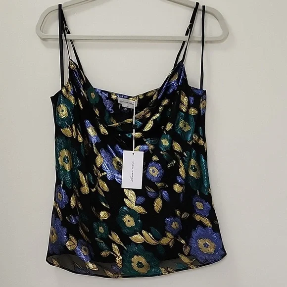 NWT Lovers and Friends Baby Doll Metallic Floral Rhode Cami Tank Top Size Medium - Picture 3 of 16